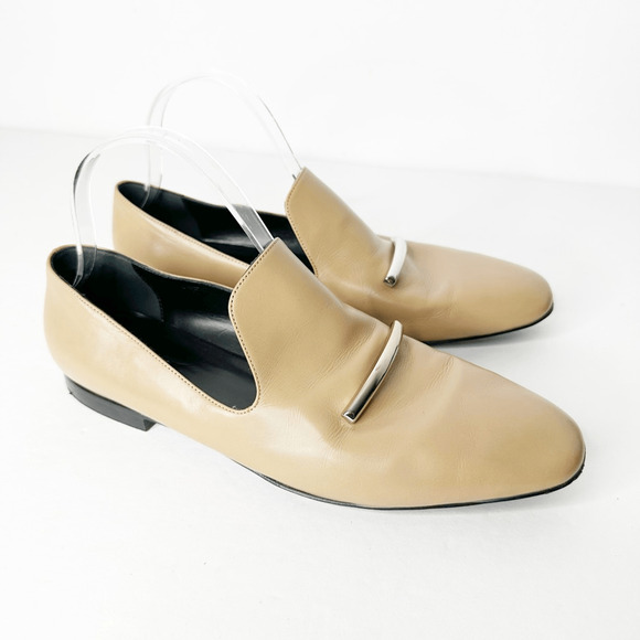 VIA SPIGA ITALY Tallis Loafer women's Tan Leather Slip On Shoe Bar Strap Flat 10 - Picture 4 of 6